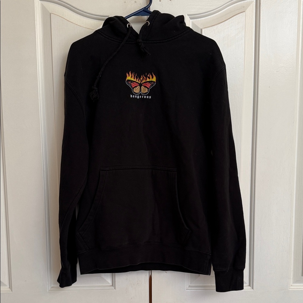 Dangerous Black Hoodie with Butterfly Design